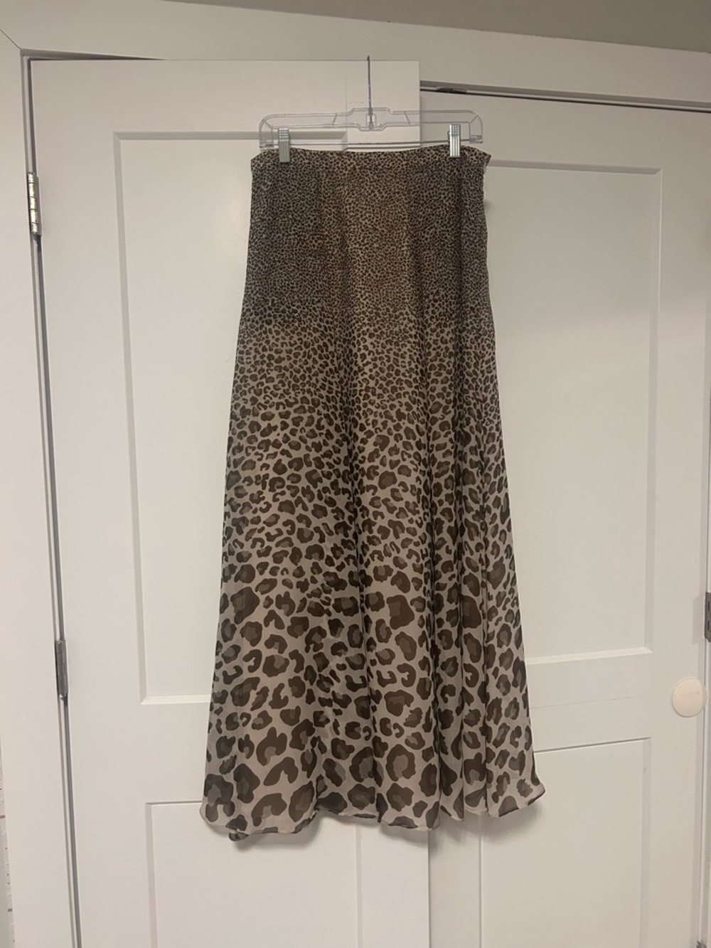 Armani Exchange Leopard Print Maxi Skirt in Brown and Cream